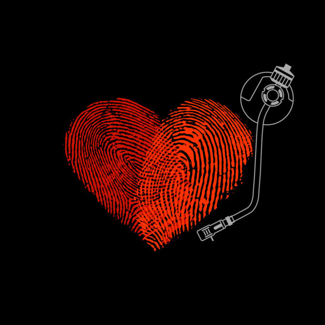 Fingerprint heart love music concept in vector format